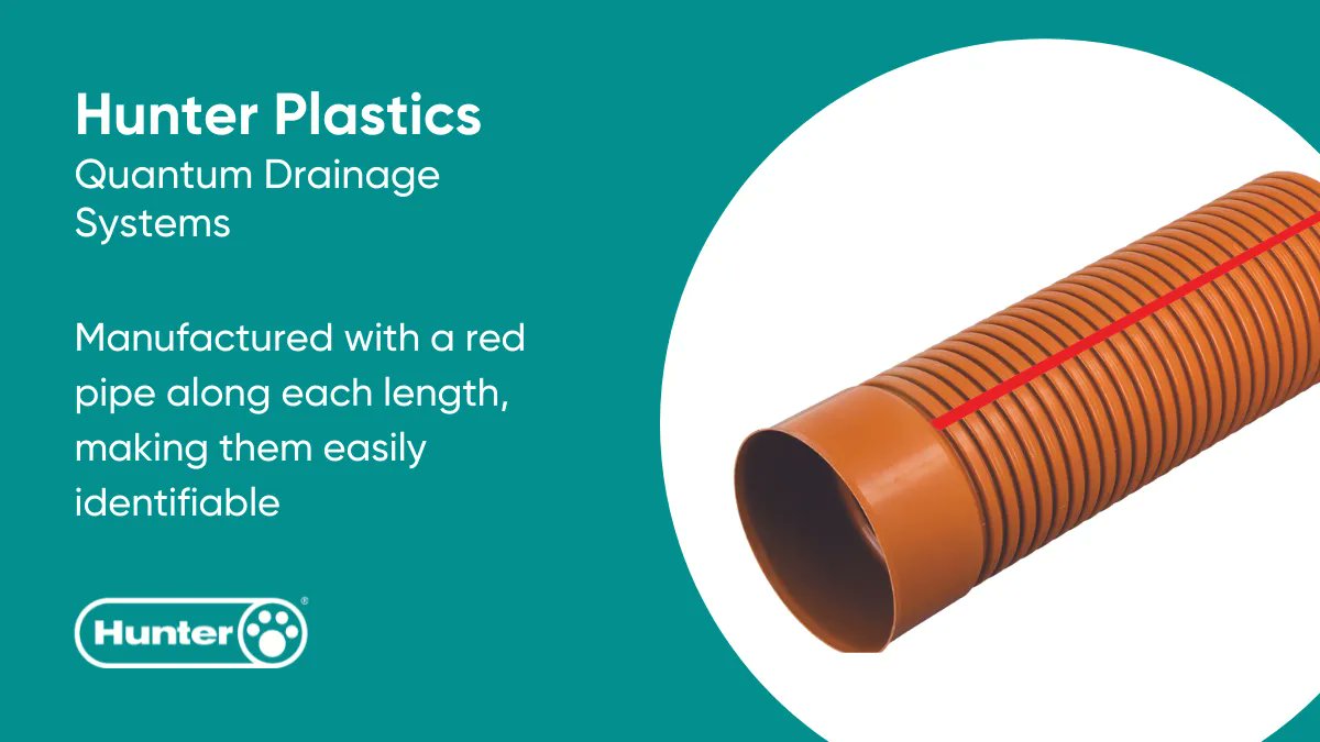 HunterPlastics's tweet photo. Did you know that our Quantum Sewer Pipes are manufactured with a red pipe along each length? Making it easy to distinguish them from our Quantum Highway Pipes 👍

View our full underground drainage range, here: https://t.co/QCt3lsKvFB. https://t.co/QZP0CdpwRw