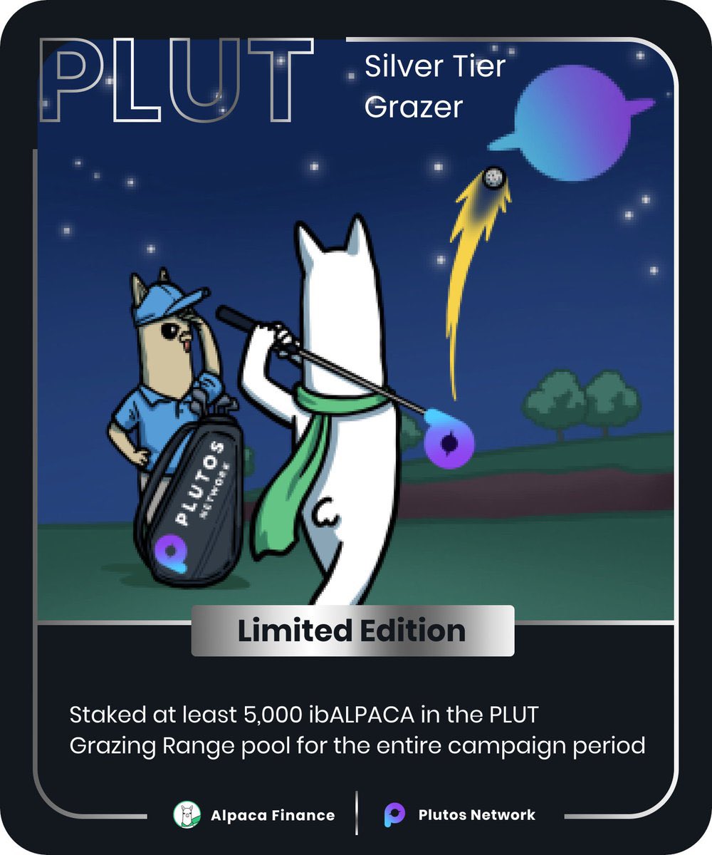 Hey guys 🎉
$PLUT Grazing Range staking pool is now live (rewards to start in ~7 hours due to block delay)

🦙

Stake ibALPACA for $94k in $PLUT rewards.

Stake by 1st December 10AM UTC to receive exclusive Grazing Range NFT cards!

#plutos #BlockchainGaming