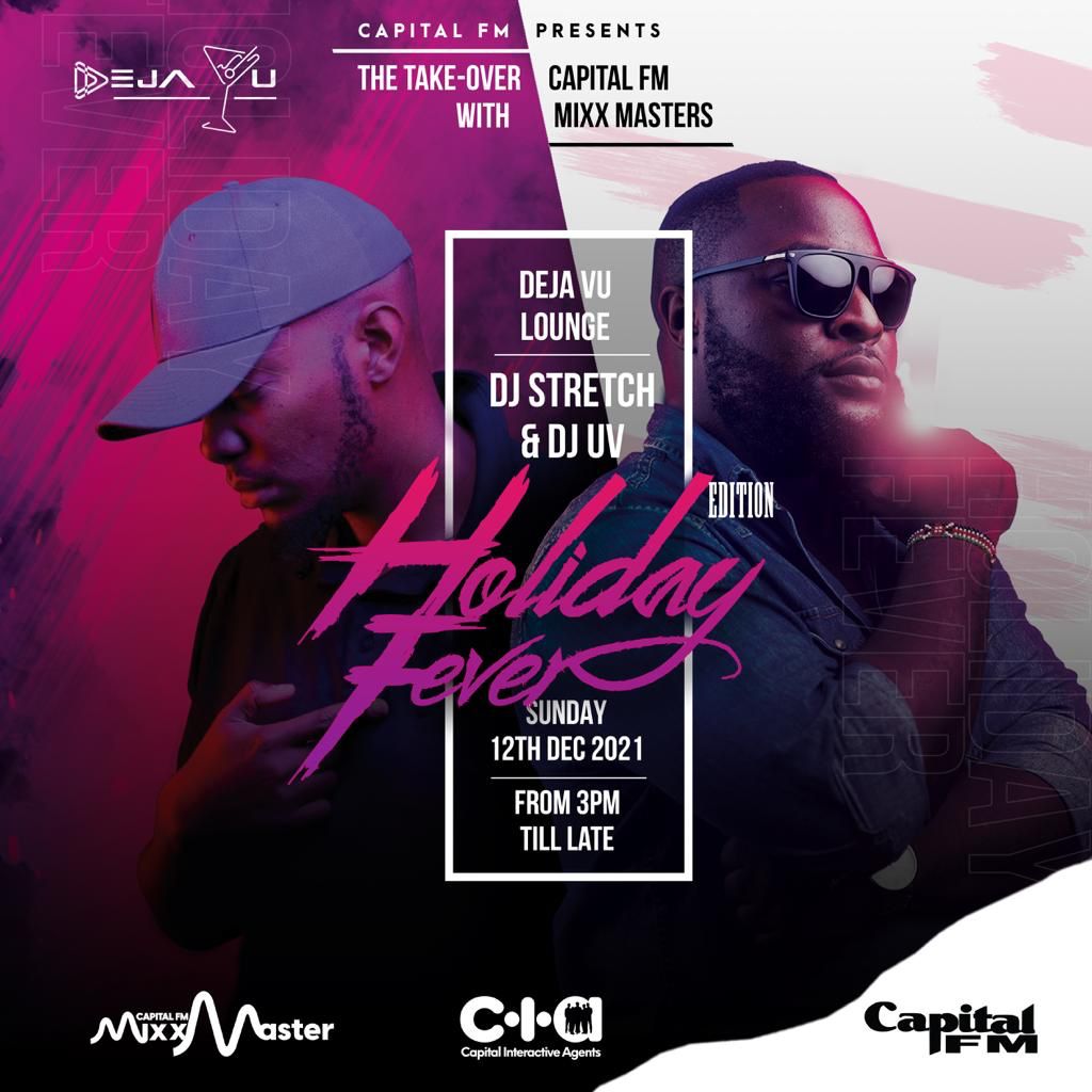 CapitalFMKenya's tweet photo. Monday is a public holiday so we're throwing a serious party this Sunday at @dejavuLoungeke with @DjStretchKenya and @djuvlive!
#HolidayFeverEdition https://t.co/YiuEs9Ce7l