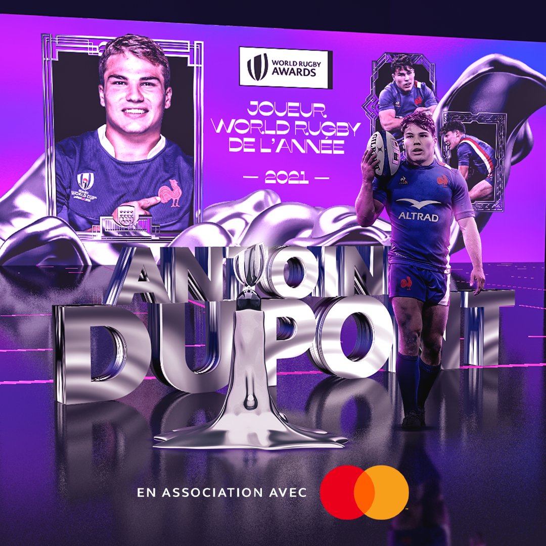 RugbyPass_FR's tweet photo. Le meilleur au monde 🌟

Antoine Dupont - élu Joueur de l'Année 2021, en association avec @Mastercard

#WorldRugbyAwards | @FranceRugby https://t.co/RnS7fMiKSf