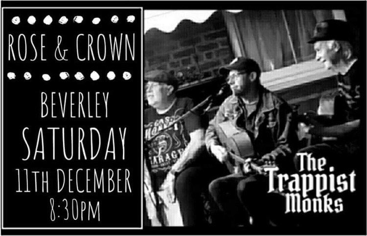 BeverleyCrown's tweet photo. Who fancies some Live Music Saturday?! 🎶 

The wonderful Trappist Monks will be joining us &amp; trying their very best to get you up singing &amp; dancing and just maybe forgetting about illegal Christmas Parties, flat decorating &amp; that dreaded “C” word 😉 

#livemusic #Christmas2021 https://t.co/JfpM5vh4qe