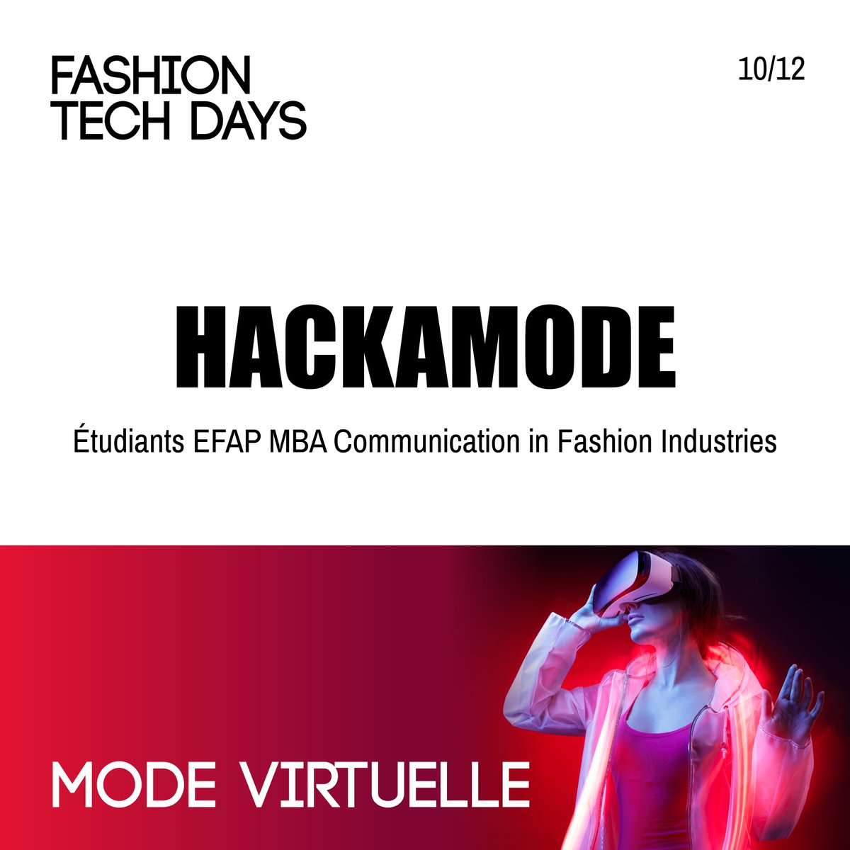 FGDays's tweet image. On finit cette matinée #fashiontechdays avec les pitchs de nos étudiants @EFAP_  pour l&apos;#hackamode sur la création de solutions permettant &quot;D&apos;inspirer et de vendre de la mode grâce aux technologies de réalité virtuelle et augmentée?&quot; 

Rejoignez-nous 👉lnkd.in/e42A2XQf