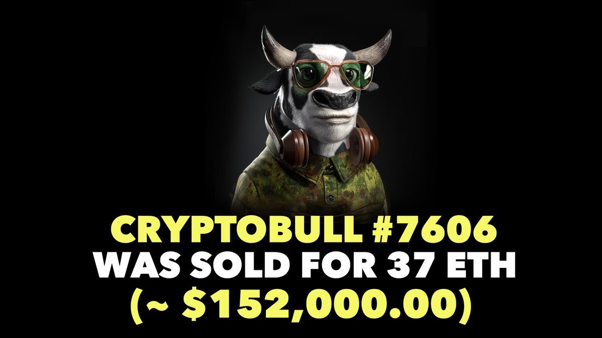 #CRYPTOBULL #7606 was sold for 37 ETH! 👀