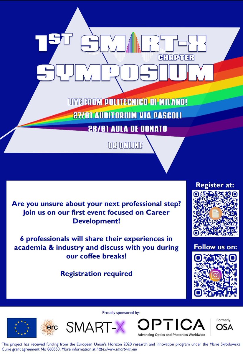 We are happy to announce our First SMART-X Chapter Symposium with the support of <a href="/OpticaWorldwide/">Optica</a>.

A great opportunity for students to learn about the industry-academia spectrum &amp; ponder their career options. Registration required.

<a href="/MPSDHamburg/">MPI für Struktur und Dynamik der Materie</a> <a href="/polimi/">Politecnico di Milano</a> <a href="/CNR_IFN/">CNR - IFN</a>