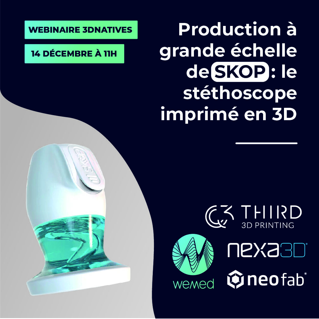 🎥Webinaire <a href="/3Dnatives/">3Dnatives</a> : La production à grande échelle du stéthoscope SKOP® grâce à l’impression 3D chez <a href="/THIRD_03rd/">THIRD 03rd</a>

Mardi 14 décembre de 11h00 à 12h00 animé par <a href="/martelalexandre/">Alexandre M.</a> de <a href="/3Dnatives/">3Dnatives</a> 🎙

Inscrivez-vous dès maintenant ➡️ lnkd.in/dfDwTS2F

#esante #impression3d