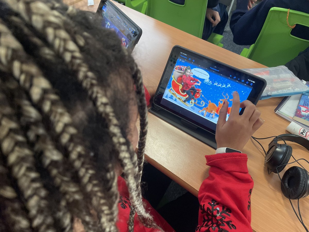 SunnysideSA's tweet photo. Year 6 are exploring green screening today and making their Christmas cards using @AppleEDU #Keynote #instantalpha https://t.co/TluJXUZ8gY