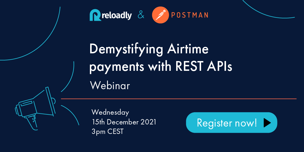 Reloadly's tweet photo. Are you a developer and enthusiastic about mobile payments and #APIs?
Come join the Reloadly and @getpostman Webinar as we go in-depth to explain how mobile payments are made accessible via an API-driven approach.
Register now 👉 https://t.co/whbsHrI5Ls
#webinar #developerwebinar https://t.co/VklUdEKvA5