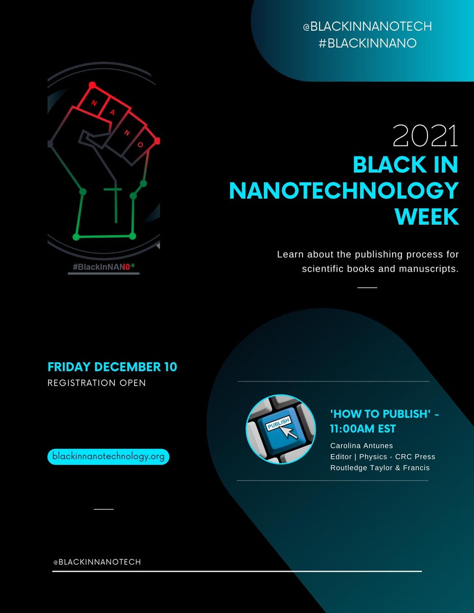 CAntunes_CRC's tweet photo. There's still time to register to the "How To Get Published" session! https://t.co/2scZsMSs6X
@blackinnanotech @crcpress @crc_chemistry  #publishing #blackinnano https://t.co/4TnbNGHGIg