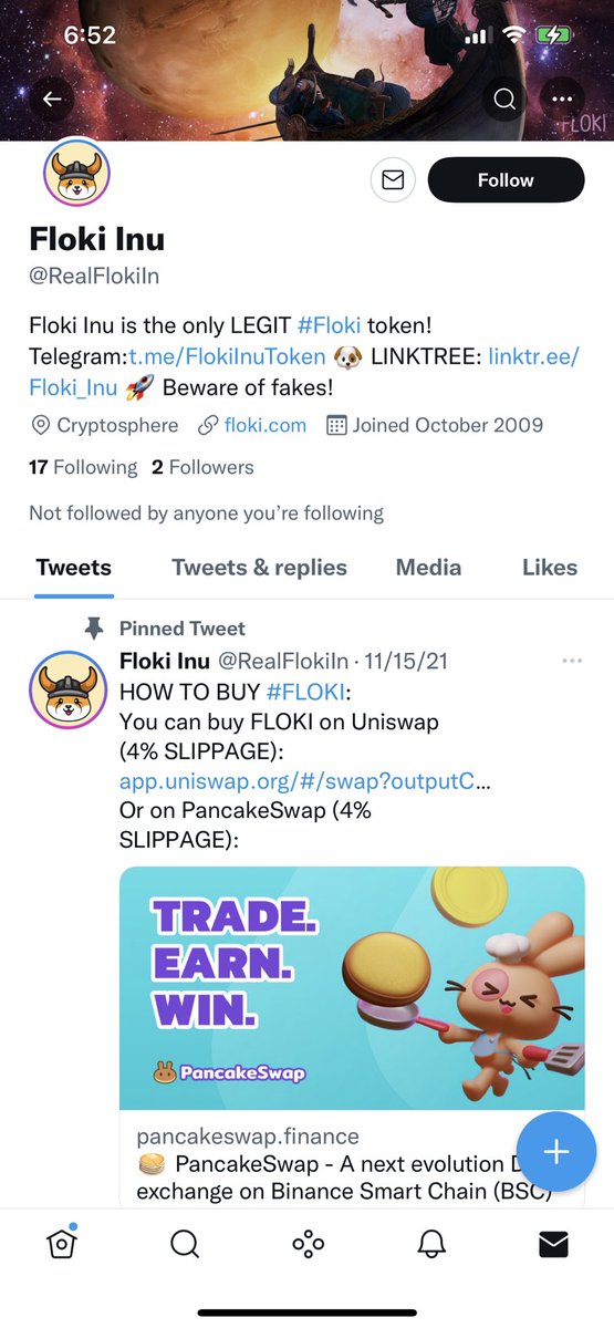 steves7337's tweet photo. @RealFlokiInu Scam site not real why aren’t they shut down https://t.co/LrrBO4vS9V