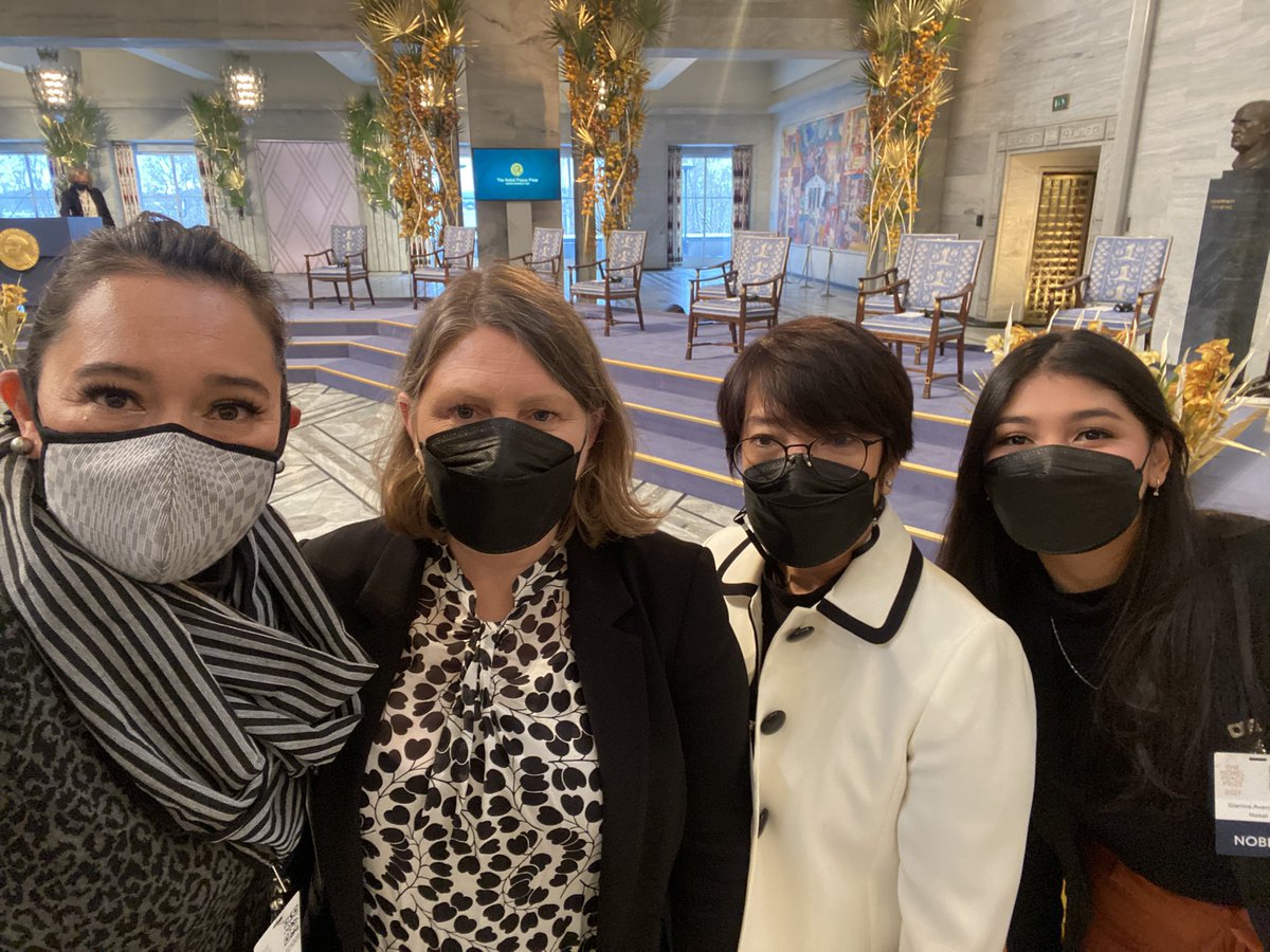 caoilfhionnanna's tweet image. In Oslo Town Hall to celebrate our inspirational, brilliant client, @mariaressa. Shortly she will be awarded the #NobelPeacePrize along with Dmitry Muratov. This is such an important moment for Maria, @rapplerdotcom & the Philippines, & for journalists globally. #HoldTheLine