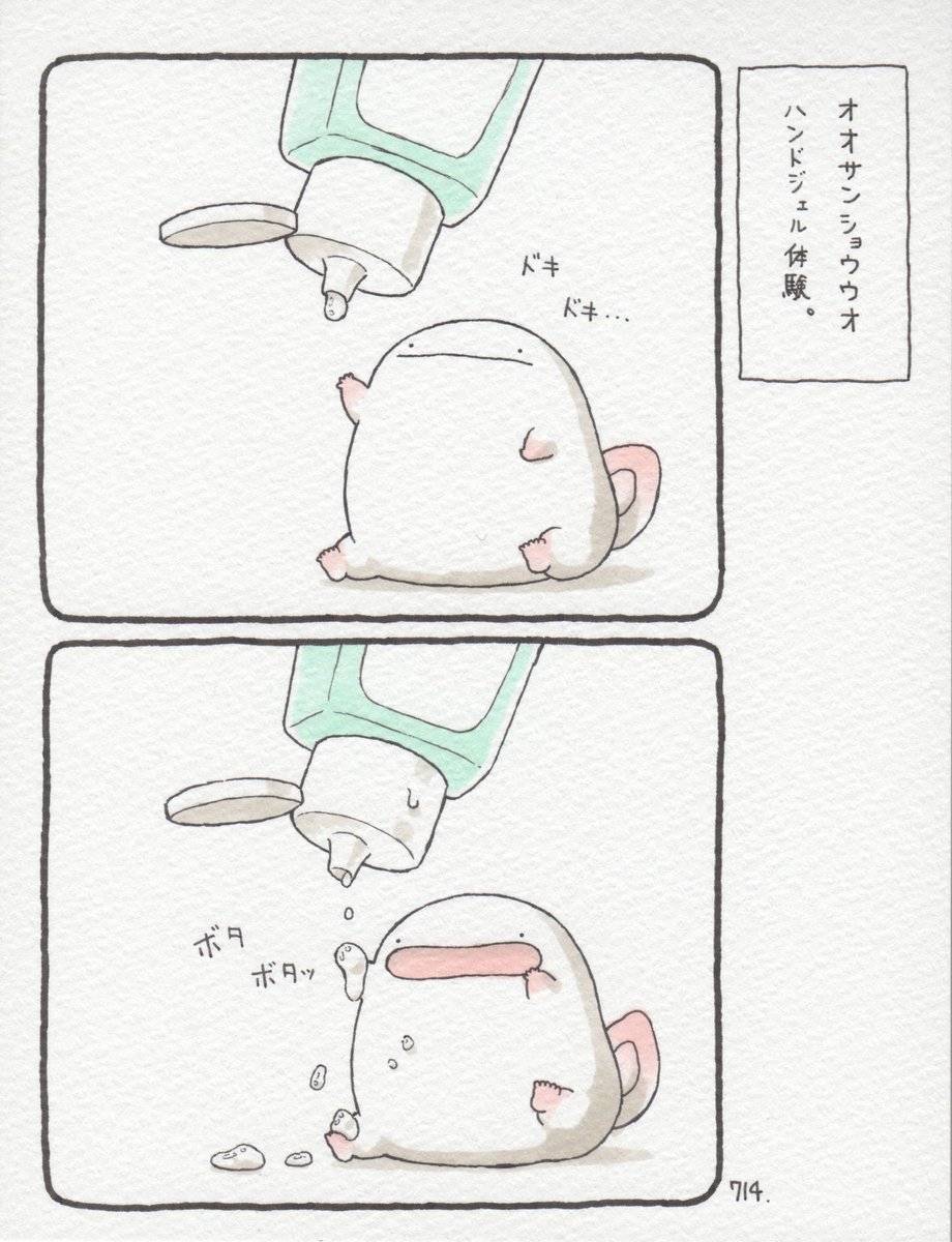オオサンショウウオ、ハンドジェル体験。 