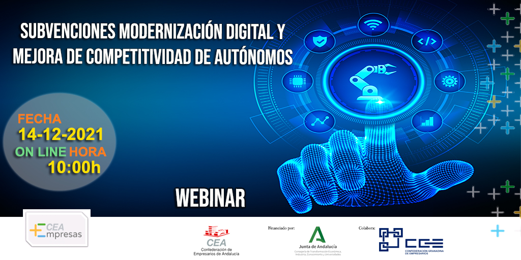 cadegranada's tweet photo. 🆕 Webinar ‼️ Organiza @CGE_Granada
Participa @aemprende 

🌐 #Ayudas a la #digitalización.

🗓️ 14 diciembre ⏰ 10 h. 💻 Online

Te explicaremos todo lo relacionado a esta nueva línea de #subvenciones que ya están en marcha.

✍️ Inscripciones ➡️ https://t.co/6f8cTThflq https://t.co/U82UglQXLe