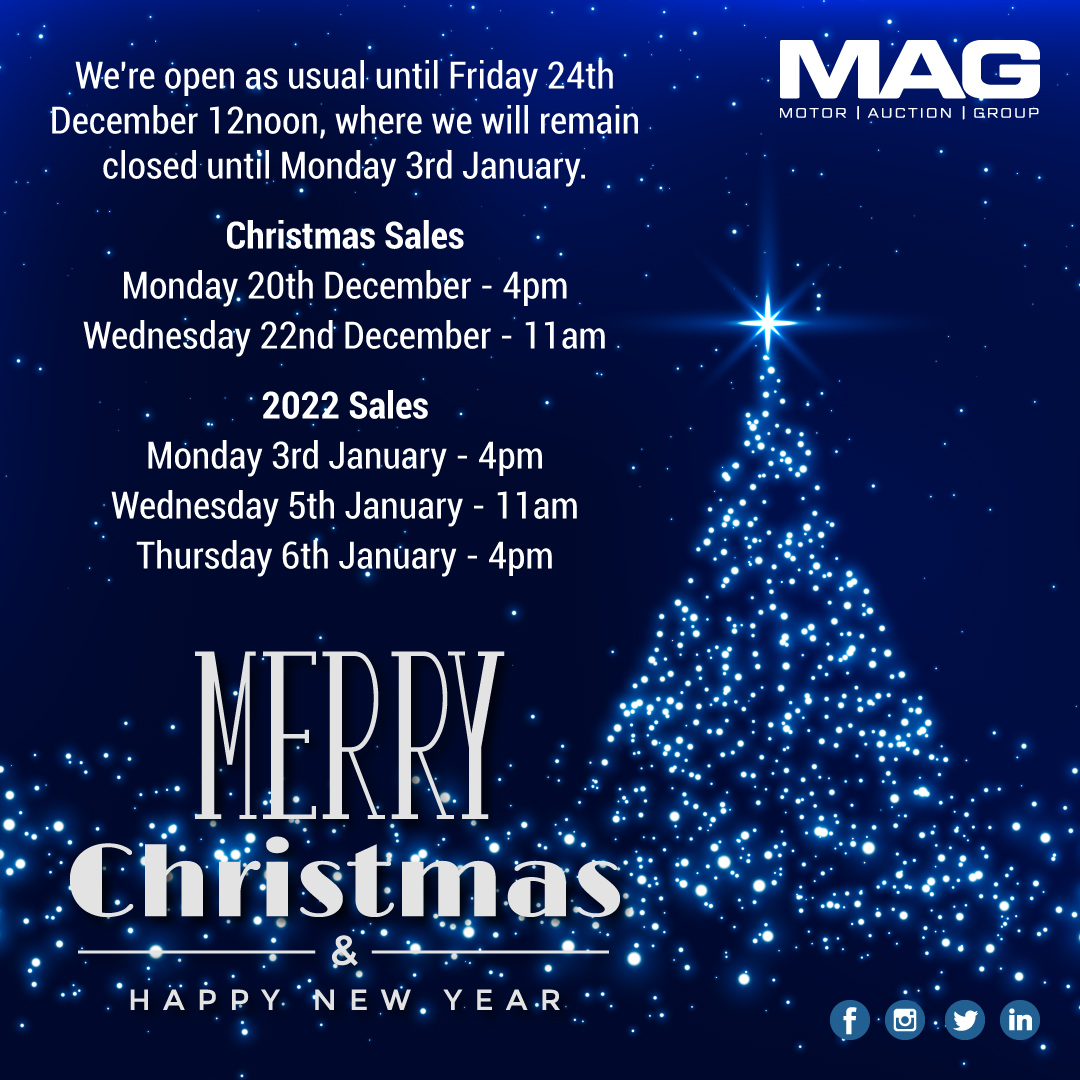 When Does Christmas Sales Start 2022 Mag Motor Auction Group On Twitter: "We're Open As Usual Until Fri 24 Dec  12Noon, Where We Will Remain Closed Until Monday 3Rd January. Christmas  Sales Mon 20 Dec 4Pm Wed 22