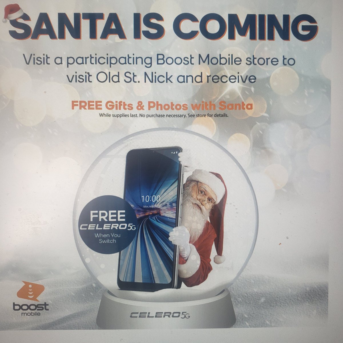 If Santa event coming this morning at 6158 Vernor in Detroit.  We have gifts for the kids and amazing offers for the parents.  Visit is today Noon-2:00.  @BoostNationNewt