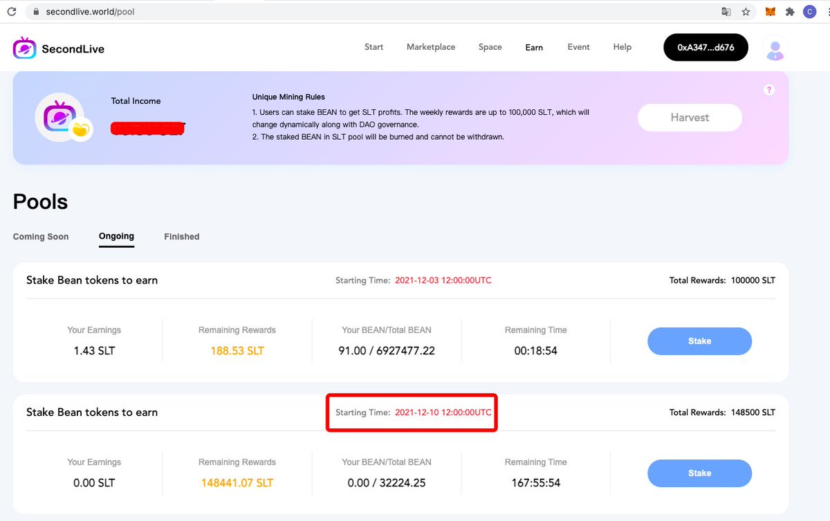 ⏰The eighth week of #mining has officially started.

#Mining Rules：
1️⃣ Earn $SLT by staking $BEAN
2️⃣ The staked $BEAN will be burned and cannot be withdrawn
3️⃣ $BEAN cannot be transferred

👉👉secondlive.world/pool

<a href="/BscProjectOrg/">BNB Project</a> <a href="/bsc_daily/">BSCDaily</a> #SecondLive #BSC    #PendingOG