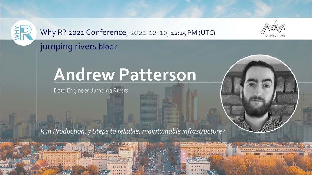whyR (@whyrconf) on Twitter photo Hey #rstats - 2021.whyr.pl is today!
In 5 minutes we are staring <a href="/jumping_uk/">Jumping Rivers | @jumpingrivers@fosstodon.org</a> talk
R in Production: 7 Steps to reliable, maintainable infrastructure?
youtu.be/74tbFrpxi-E
#conference #whyr2021 #webinar #datascience Hey #rstats - 2021.whyr.pl is today!
In 5 minutes we are staring <a href="/jumping_uk/">Jumping Rivers | @jumpingrivers@fosstodon.org</a> talk
R in Production: 7 Steps to reliable, maintainable infrastructure?
youtu.be/74tbFrpxi-E
#conference #whyr2021 #webinar #datascience