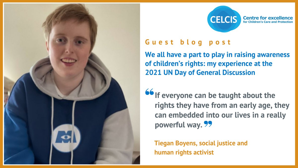 CELCIStweets's tweet photo. In this blog post, Tiegan Boyens discusses her experience at the 2021 UN #DayofGeneralDiscussion and reflects on how we can all do more to help children and young people realise their rights: https://t.co/qLHxq646eU #HumanRightsDay https://t.co/ErILybJD6a