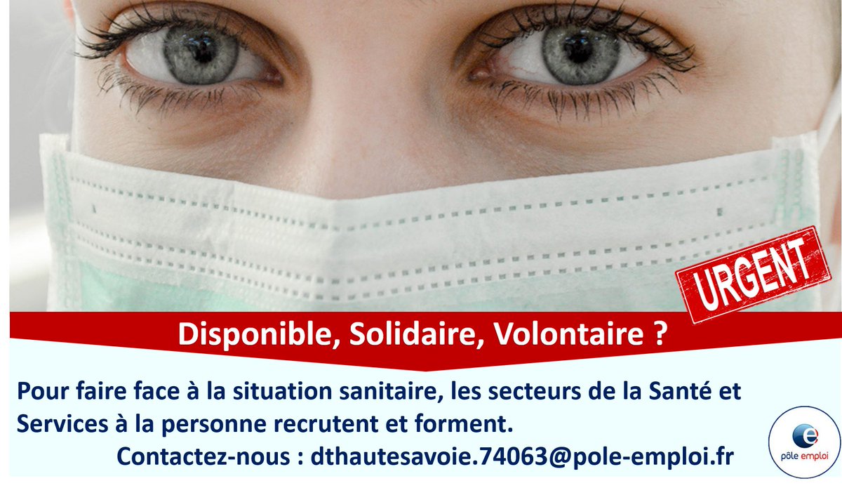 TISSERANDMASSAR's tweet photo. [#Recrutement]📢#Urgence #Recrutement dans la #Santé &amp; #Servicesalapersonne⚠️
@poleemploi_ara #HauteSavoie #Léman recherche du personnel pour arriver en renfort immédiatement dans ces secteurs.
Vous n'êtes pas formé(e)❓Manifestez-vous, nous avons des formations à vous proposer⤵️ https://t.co/1uB4DWtZR7