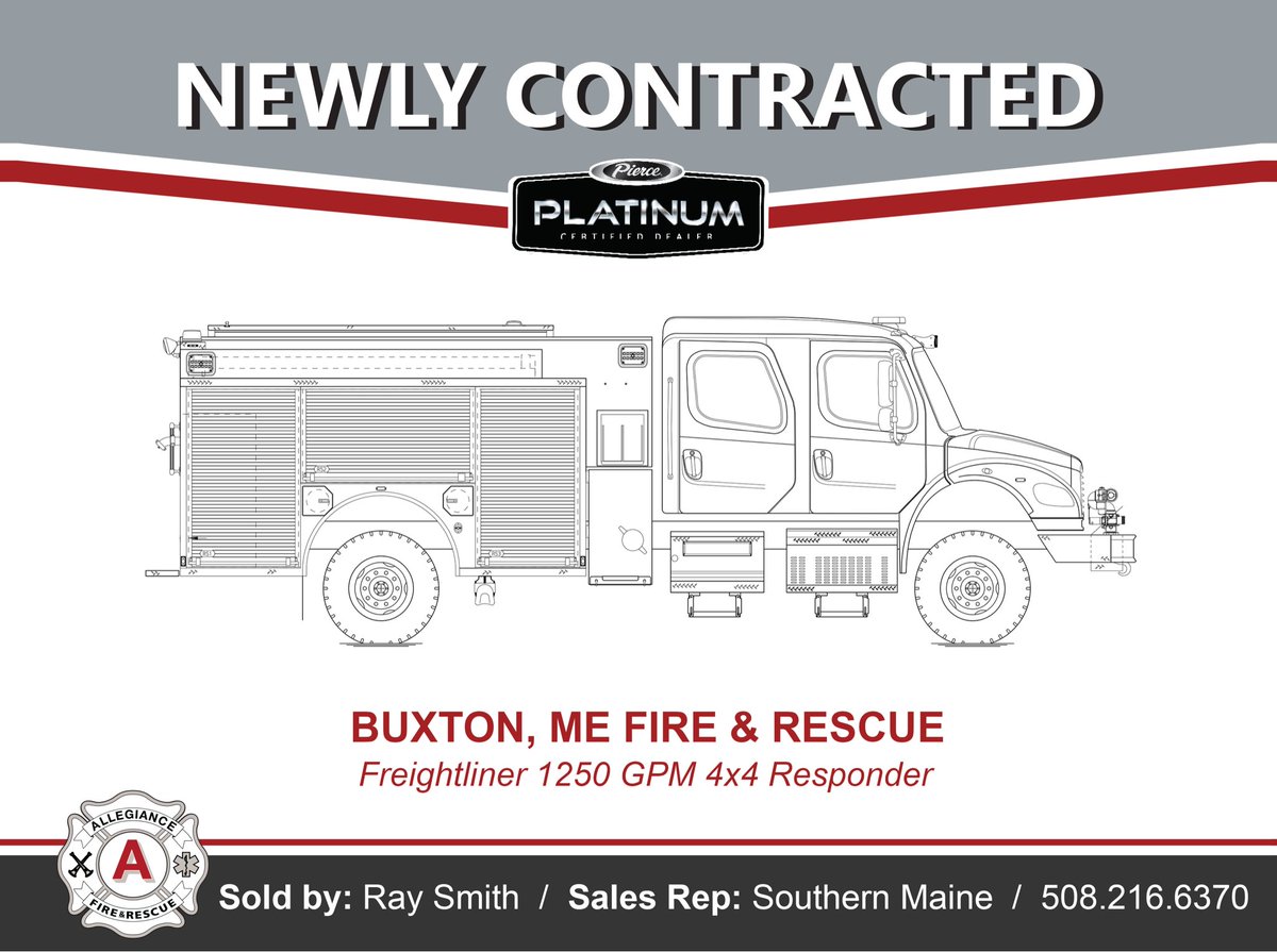 Congratulations to the Town of Buxton Maine and Buxton Fire & Rescue on their purchase of a Pierce Responder 1250 GPM 4x4 Freightliner Pumper. 
We appreciate your trust in Pierce Manufacturing and Allegiance Fire & Rescue. https://t.co/VvPCX8tv1Z