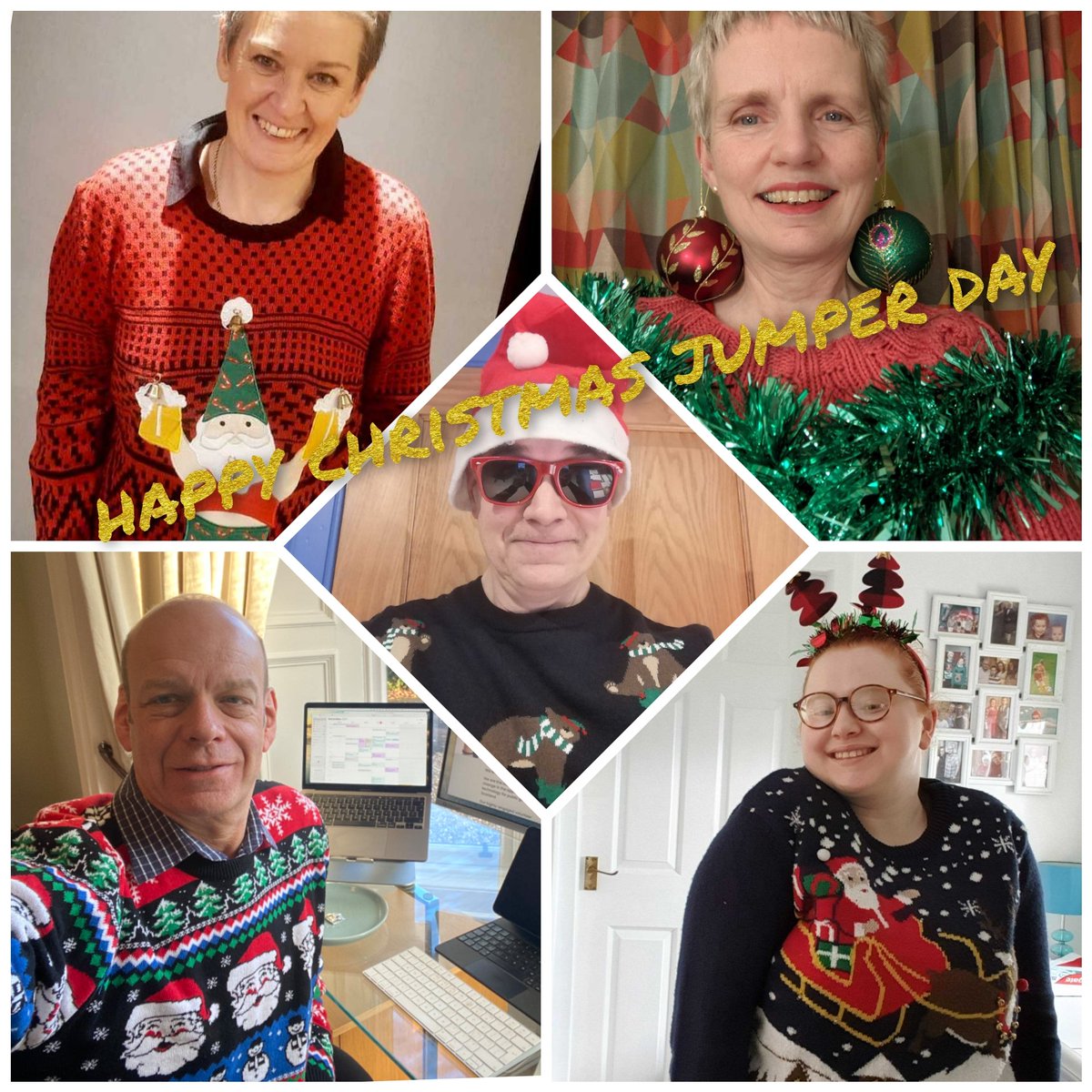 ScotTechArmy's tweet photo. It's #ChristmasJumperDay2021 and here are some of our favourite pictures of our volunteers and management team in their festive attire. Are you wearing your #ChristmasJumper today? Tag us in a photo! https://t.co/zRgX2A8qCQ