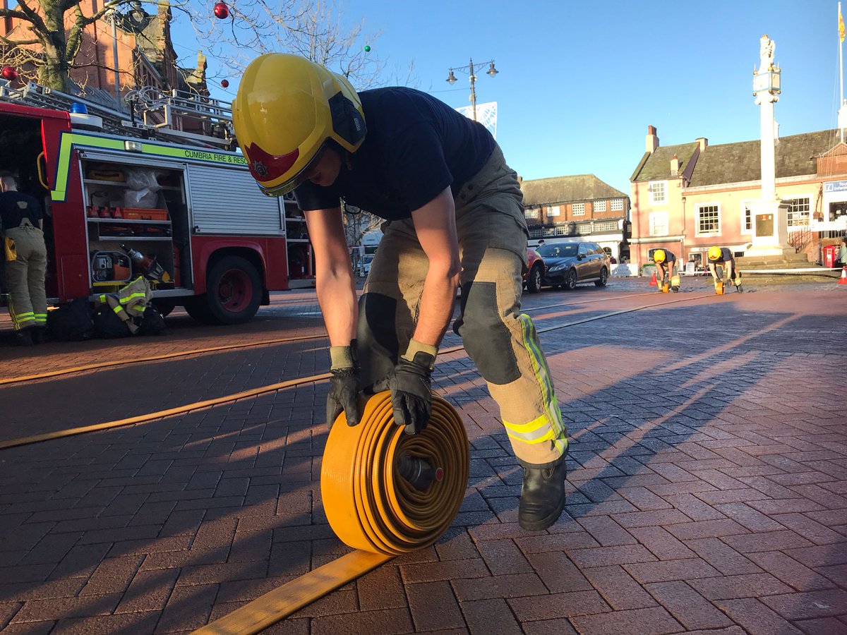 CumbriaFire's tweet photo. Our new recruits are doing a fantastic job so far in their charity challenge! The team of six are rolling out as many 25 meter lengths of fire hose as possible in 4 hours.

You can donate here 👉 https://t.co/ZeaB92L22C https://t.co/WoVRRNsvnF