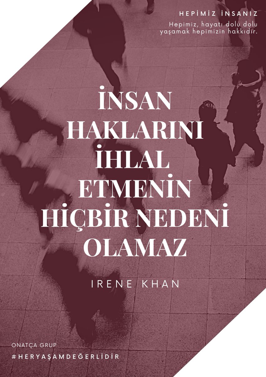 Dünyanın neresinde, hangi kültürde doğarsak doğalım, hangi inanca ve duygulara sahip olursak olalım, insan haklarının tanımı hepimiz için aynı. Haklarımız aynı, her birimiz eşitiz. #10AralıkDünyaİnsanHaklarıGünü kutlu olsun.
