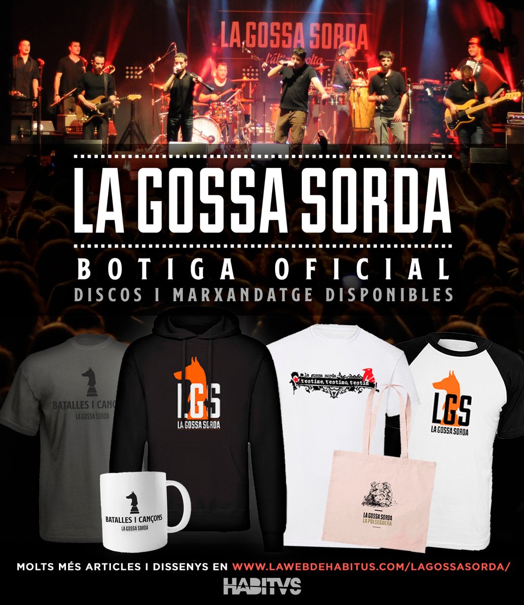 📢 JA ESTÀ DISPONIBLE LA NOSTRA BOTIGA ONLINE OFICIAL 📢 

➡ lawebdehabitus.com/lagossasorda/

A més dels nostres discos, ací podeu trobar samarretes, dessuadores, tasses, tote bags... i moltíssims més articles!

Feu-li una ullada si us abelleix i comproveu-ho.

A la batalla!