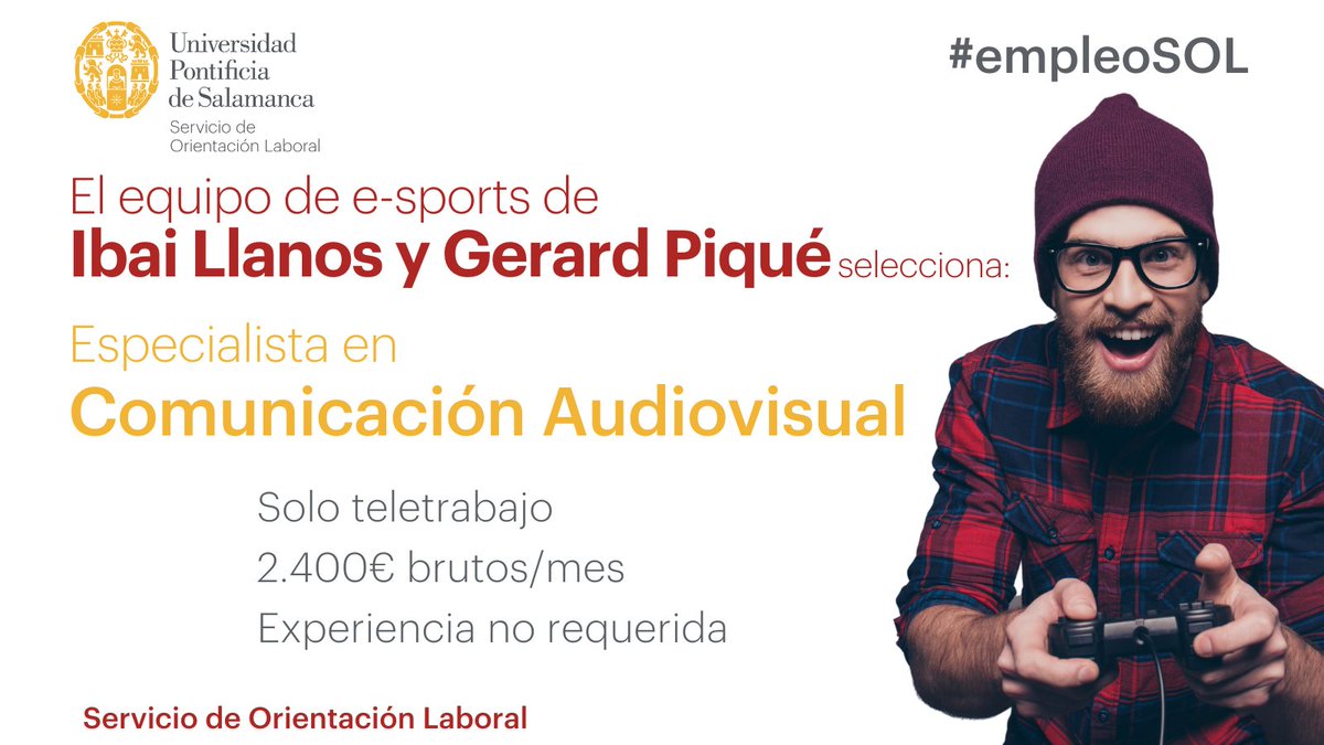 unep_upsa's tweet photo. ¡Atención! Hemos localizado en InfoJobs una oferta de #empleo muy interesante para trabajar en el equipo de IBAI LLANOS y GERARD PIQUÉ como esp. en #ComunicaciónAudiovisual. Envía tu CV a través del siguiente enlace: https://t.co/EEq8lx6E9i
#empleoSOL @IbaiLlanos @3gerardpique https://t.co/LZ3lkYOFre