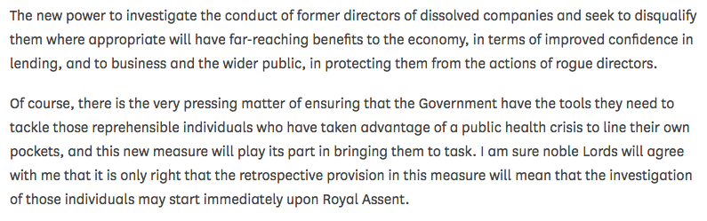 TribeBankruptcy's tweet photo. And so the Rating (Coronavirus) and Directors Disqualification (Dissolved Companies) Bill has been passed by @UKHouseofLords. Date of Royal Assent to be announced. Final discussion here: https://t.co/u0s3PTsaq0 #LAW373 #insolvency #directorsdisqualification https://t.co/Rj6j3BJuq4