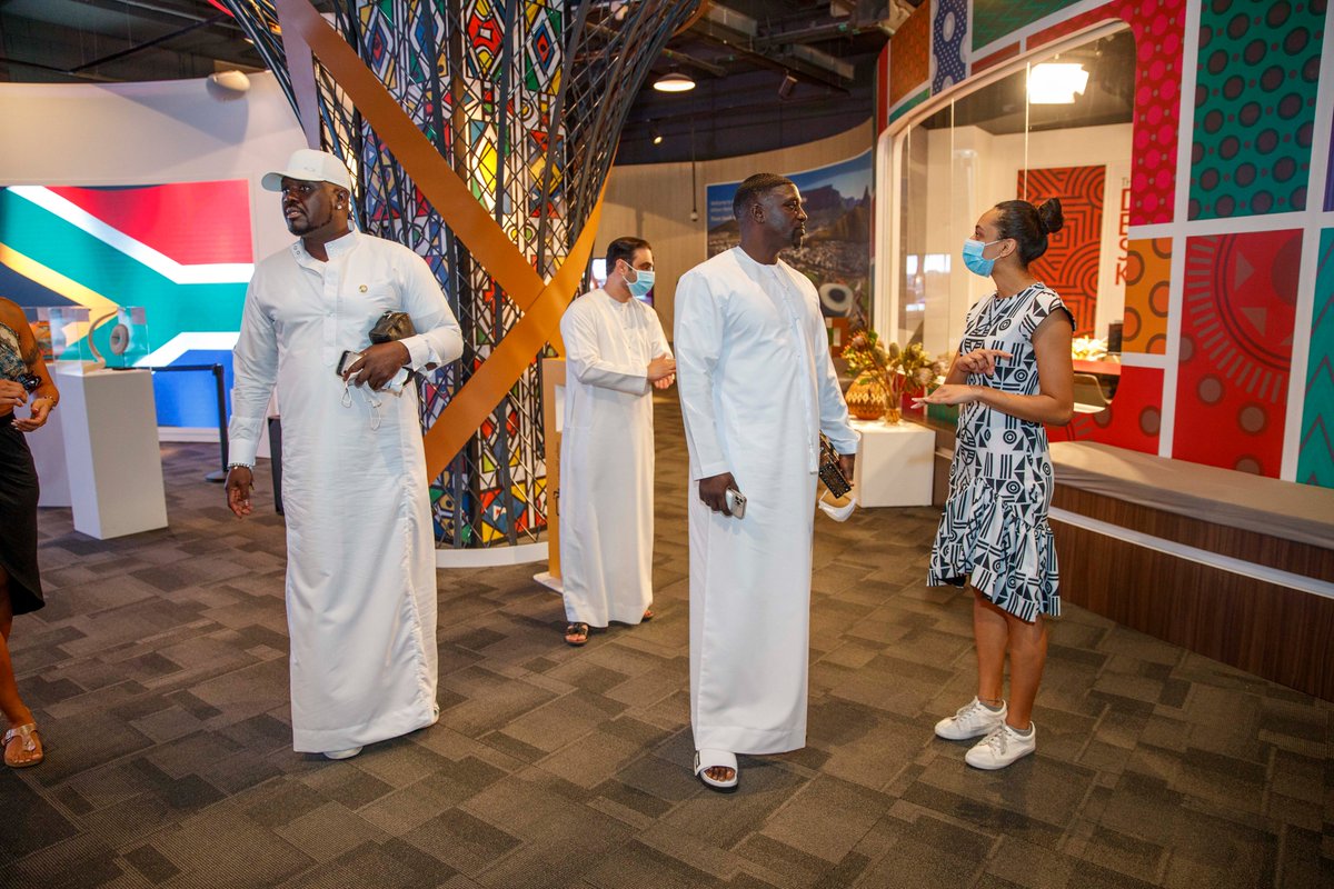 SATravelTrade's tweet photo. Award-winning singer, producer and entrepreneur, Akon just popped into the South African Pavillion out at the #Expo2020Dubai. 

It is an honour to host you @Akon. We hope to have you back in South Africa soon. #ShareSouthAfrica #Expo2020SA #ThinkOpportunity https://t.co/Tg7XK29eFN