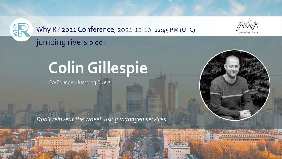 whyR (@whyrconf) on Twitter photo Hey #rstats - 2021.whyr.pl is today!
In 5 minutes we are staring <a href="/jumping_uk/">Jumping Rivers | @jumpingrivers@fosstodon.org</a> talk
Don't reinvent the wheel: using managed services
youtu.be/kxKGhxI6ek8
#conference #whyr2021 #webinar #datascience Hey #rstats - 2021.whyr.pl is today!
In 5 minutes we are staring <a href="/jumping_uk/">Jumping Rivers | @jumpingrivers@fosstodon.org</a> talk
Don't reinvent the wheel: using managed services
youtu.be/kxKGhxI6ek8
#conference #whyr2021 #webinar #datascience