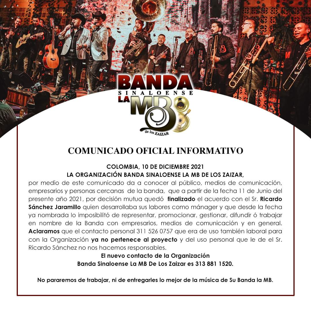 bandamboficial's tweet photo. 🔴 Comunicado Oficial Informativo 🔴

📱 Cel: 313 8811520
🗺 Dirección: Av. Caracas #55 -17, Bogotá
✉  info@bandamb.com
💻 https://t.co/X5T2gvr3RD 

 ¡Síguenos en todas las redes sociales ! #BandaLaMB https://t.co/pc9tJBOBEn