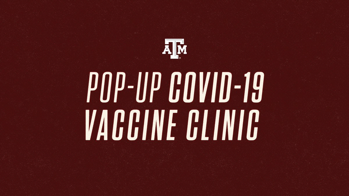 TAMU's tweet photo. Today from 12-4p.m., students, faculty, and staff can get their COVID-19 vaccines and boosters at a pop-up clinic in Rudder. #tamu

@TAMU_SHS: https://t.co/9glJVW8h59 https://t.co/2iOpBLp1UI