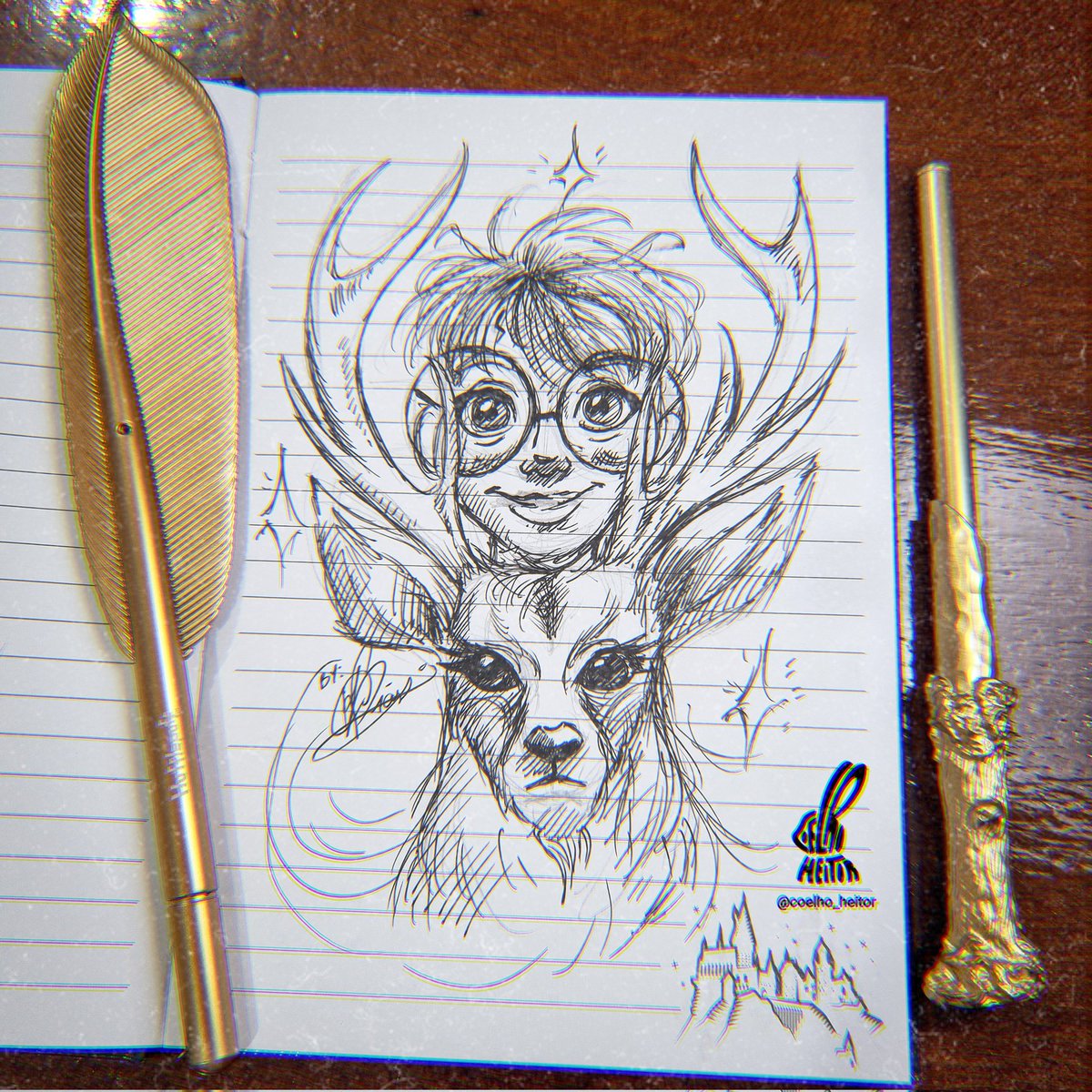 _HeitorCoelho's tweet photo. Mais tarde vou postar um videozinho desse aqui. Tava com muita saudade de desenhar no papel e é engraçado q é outra experiência 🥰. #20yearsofmagic #20yearsofharrypotter #art #sketch #drawing #illustration #fanart https://t.co/aJ3cToctTr
