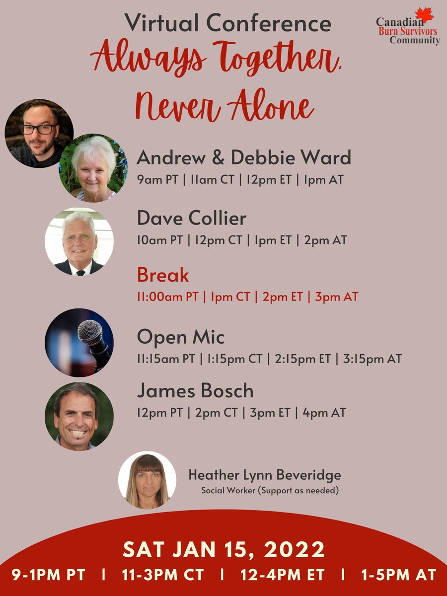 myCBSC's tweet image. CBSC VIRTUAL CONFERENCE JAN 15th 2022!

More info: canadianburnsurvivors.ca/conferences
Register: 
canadianburnsurvivors.ca/virtual-confer…
@BCBurnFund @LifeAfterBurns @canadianburn @PSburnsurvivors @FaceEqualityInt @burnsandsmiles @ffburninstitute @WoundsCanada  @CGYFireFighters @Ameriburn  
#burnsurvivor