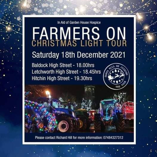 Danny_D_Pearson's tweet photo. Residents of Hitchin - Do you love Christmas? and do you love tractors? 🎄🎅🤶🚜

Then you are in luck! 

You have all seen tractors but not like the ones that will be passing through Hitchin on Saturday 18th December as part of the Farmers on Christmas Light Tour for @GHHospice https://t.co/aLZ7aO4sYZ
