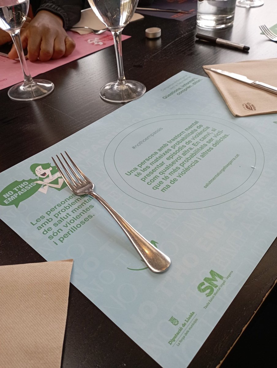 jdtgarriga's tweet photo. En alguns restaurants de l'Urgell, la campanya 'No t'ho empassis' amb les estovalles amb frases que reivindiquen els estigmes de la salut mental. 

#sharediversitat #diversitatuoc1 https://t.co/i47aY8KUha