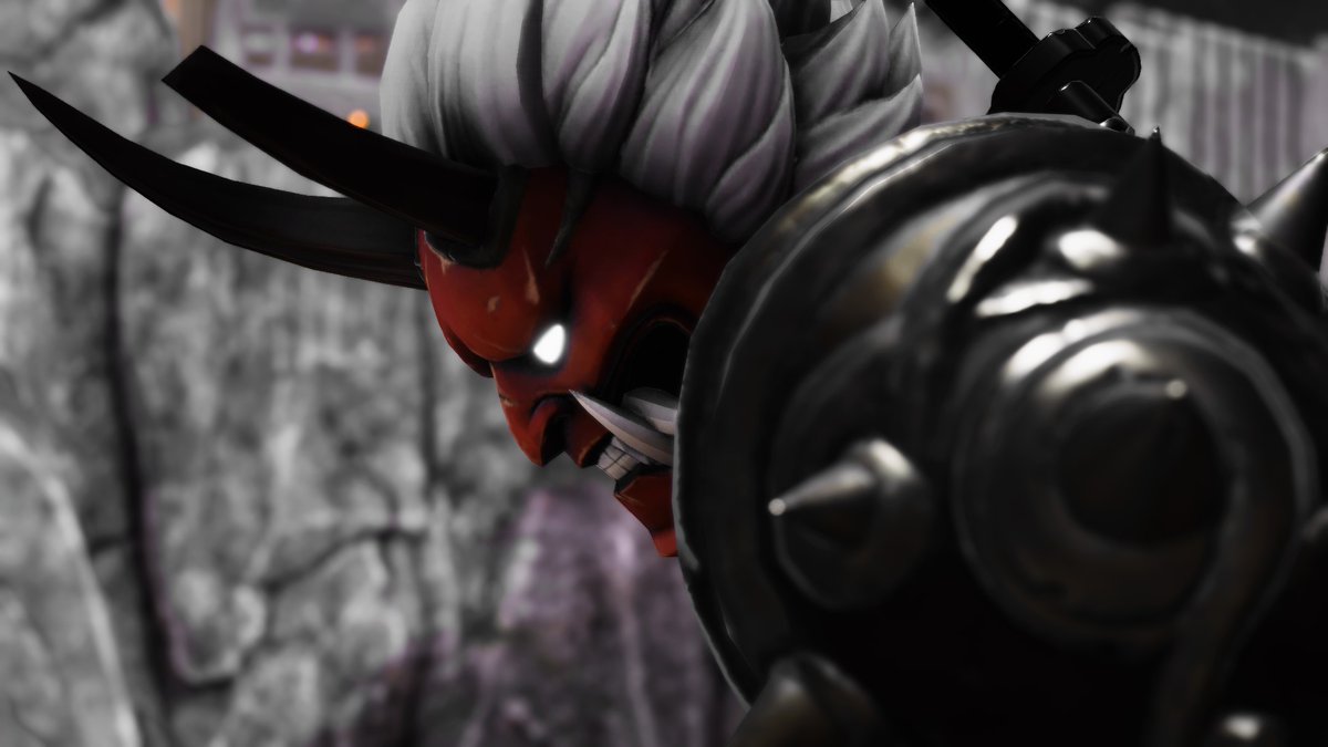 LinceWorks's tweet photo. Trying some B&amp;W&amp;R with the new photo mode that'll be arriving later this month. Are you team Oni 👹 or team Kitsune 🦊? https://t.co/PFvcEGj1MD