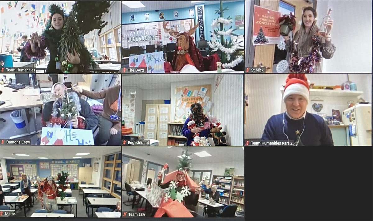 gartreehigh's tweet photo. Great fun Thursday evening at the Gartree Staff Quiz. Our night out had to be cancelled, but we went online instead for Christmas-based quiz questions - and "live" challenges like "Best Nativity Scene" & "Most Christmassy."
Well done to Mr Clarridge and team! #GartreeEvents https://t.co/0LDsbrXhw8
