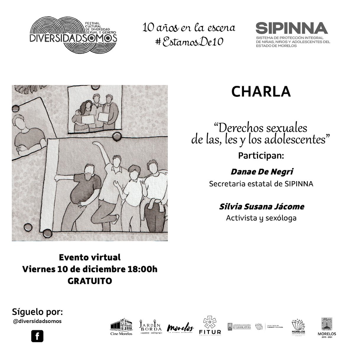 🚨Hoy🚨charla ✨ IMPERDIBLE✨ 
"Derechos sexuales de las, les y los adolescentes"

Hablemos de lo inevitable y lo necesario 

🚨A las 18 horas 🚨

Sistema de Protección de Niñas, Niños y Adolescentes del Estado de Morelos

❤️🧡💛💚🤍💜🖤

#HazQueSuceda #VirtualmenteReales