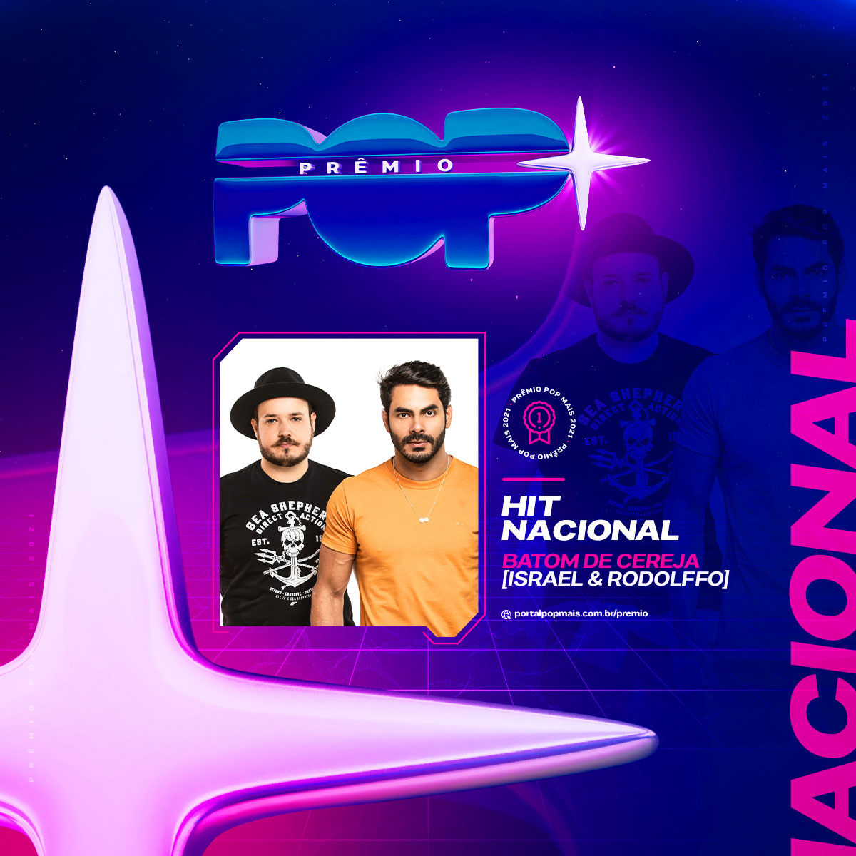 PremioPOPMais's tweet photo. #PrêmioPOPMais 2021 - Hit Nacional 
Batom de Cereja - Israel &amp; Rodolffo (90.38%)

https://t.co/Jq72pZgERD https://t.co/mEGSBCJUI9