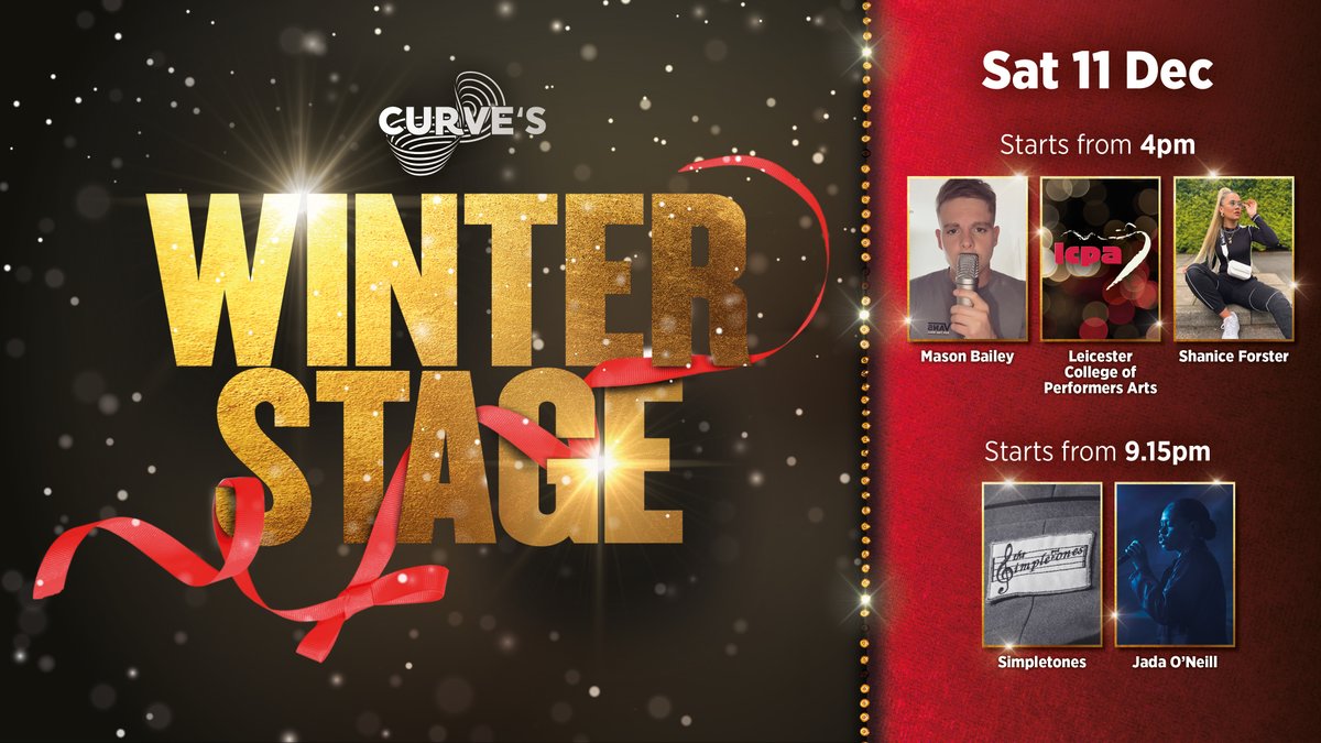 We're also pleased to share the line-up for tomorrow's Winter Stage, following our matinee and evening performances.

From 4pm: 
✨ Mason Bailey
✨ <a href="/lcpa_leicester/">LCPA</a> 
✨ Shanice Forster

From 9.15pm: 
✨ <a href="/TheSimpletones/">The Simpletones</a> 
✨ Jada O'Neill