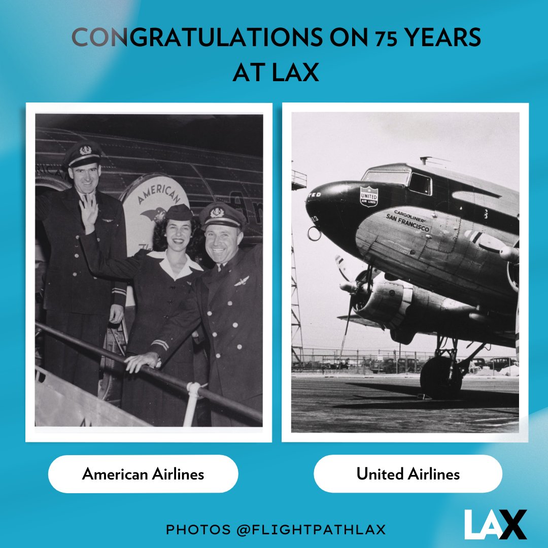 This week marked the 75th anniversary of commercial flights at #LAX. In December 1946, @AmericanAir and @united were two of the first carriers that offered flights from what was called Los Angeles Airport at the time. #aviation #aviationhistory