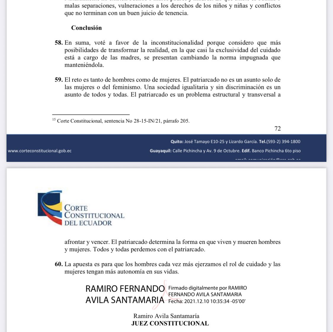 Corte Constitucional declara inconstitucional la preferencia materna para otorgar la patria potestad al niño/a que no haya cumplido 12 años. Sumamente interesante el voto concurrente del juez Ávila.