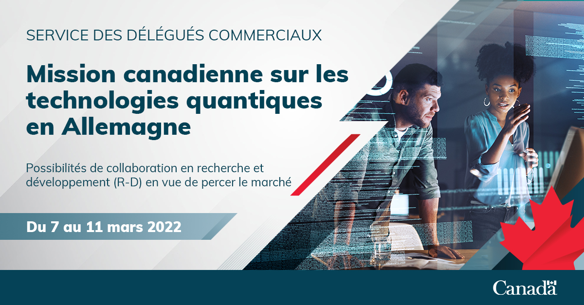 SDC_TCS's tweet photo. 📣 Appel aux entreprises canadiennes qui développent des technologies quantiques!
Inscrivez-vous à notre mission du #PCII en Allemagne d’ici le 31 déc. pour rencontrer des partenaires potentiels en #RetD et faire connaître vos solutions : https://t.co/ZuSzFzbEcf @CNRC_NRC https://t.co/9DM2JrSGK8