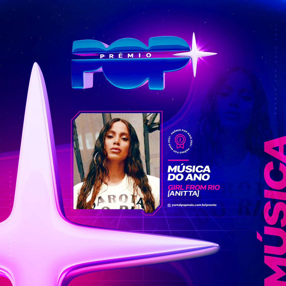 PremioPOPMais's tweet photo. #PrêmioPOPMais 2021 - Música do Ano 
Girl From Rio - Anitta (55.8%)

https://t.co/Jq72pZgERD https://t.co/t3pLKwgL5c