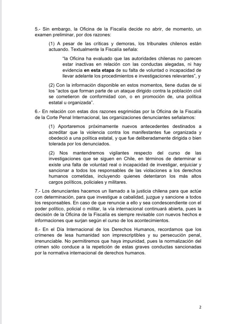 N_PrensaCL's tweet photo. 🔴 "La presente decisión puede ser reconsiderada a la luz de nuevos hechos", @ComisionChilena de DDHH desmiente “categóricamente” información publicada por @biobio, donde se da cuenta que la Corte Penal Internacional desestimó iniciar una investigación contra @sebastianpinera. https://t.co/smnSdBLGuh