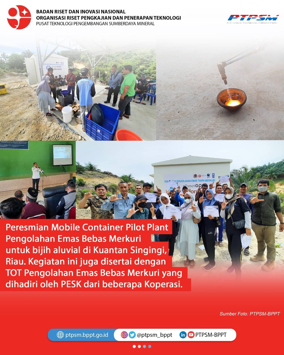 ptpsm_brin's tweet photo. Hi Tweeps!! 

Pada tgl 25-29 November 2021 telah dilakukan supervisi oleh BRIN utk instalasi mobile container pilot plant pengolahan emas tanpa merkuri untuk bijih emas alluvial di kuansing, riau. 

Lanjuut -> https://t.co/fnXcCK5wid