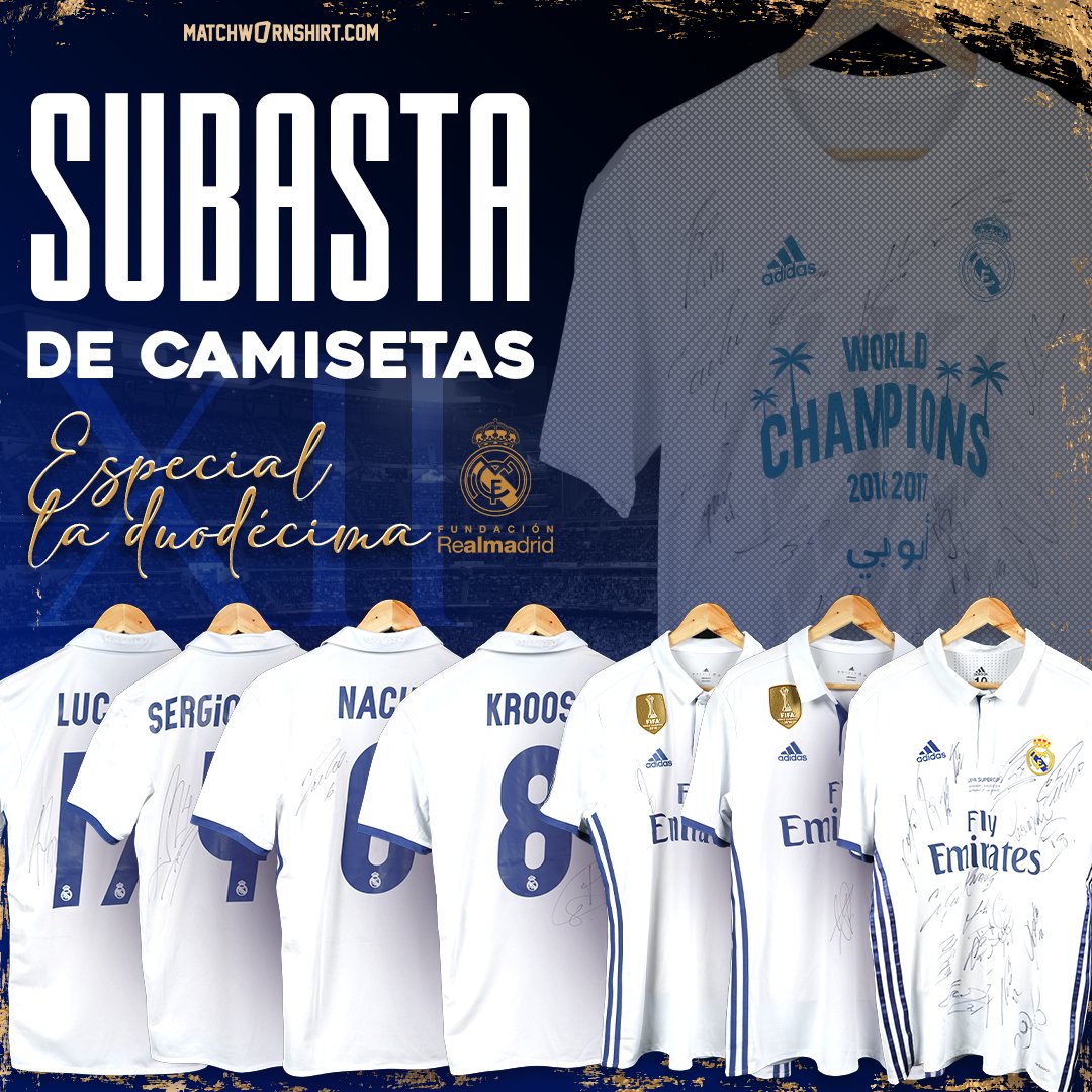 تويتر \ Fundación Real Madrid على تويتر: "📣 Subasta de camisetas  históricas firmadas ⚽️👕🖋, dedicada a “La Duodécima” 🏆1️⃣2️⃣🏆. ¡Consigue  una camiseta firmada por los jugadores del @realmadrid que ganaron la 12º