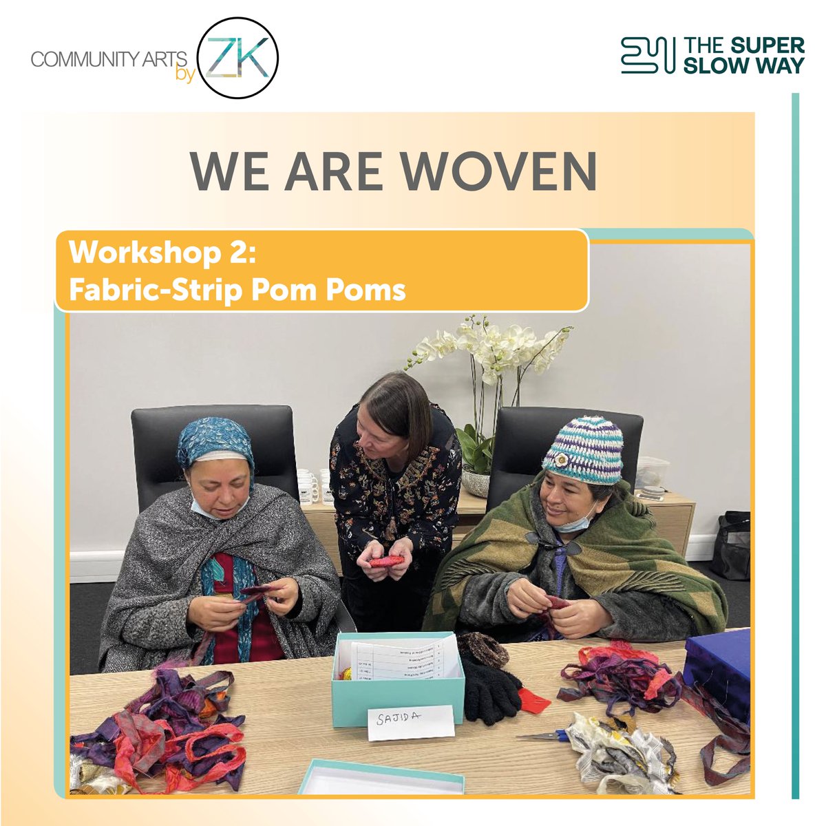 Workshop 2 of our fun WE ARE WOVEN project looked at making pom poms! Overseen by artist Jenny Waterson.
@InSitu_1 @Superslowway @ActivePendle @BPRCVS @rigby92 @PendleHillLP @WeAreLSCFT @NHSuk #communityartsbyzk #Creative #art #creativearts https://t.co/zk2wN8OJjl